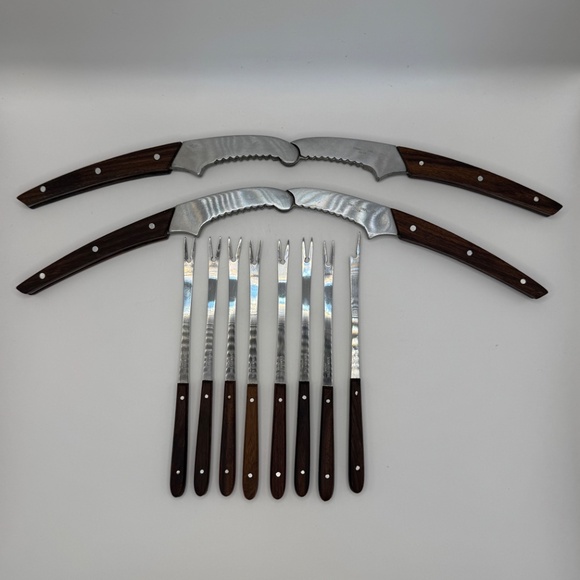 Teak wood handled nut cracker or shellfish cracker set. Vintage made in Japan. - Picture 4 of 12